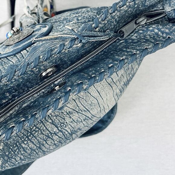 Vintage 90s Leather Fringe Shoulder Bag by VIVA Bags of California Boho Western - Picture 11 of 16